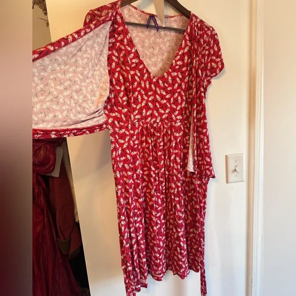Seraphine Red Floral Nursing Wrap Dress - Picture 8 of 8